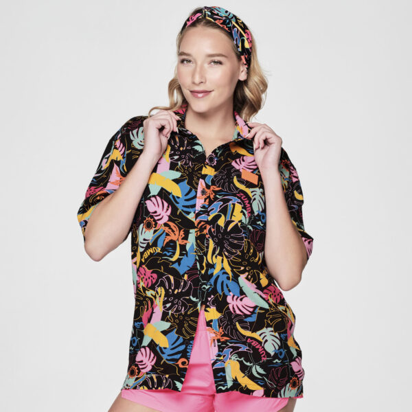 Zumba Palm Party Short Sleeve Button Up - Image 3