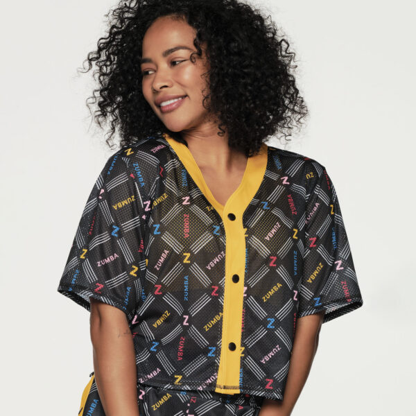 Sport Mode Crop Mesh Baseball Top - Image 2