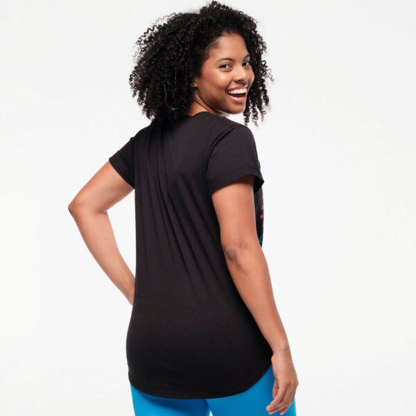 Zumba Explore Tie Front Short Sleeve Top - Bold Black - Image 3