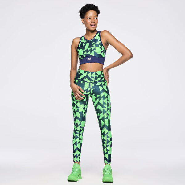 Zumba Out Loud High Waisted Ankle Leggings - Navy/Green - Image 4