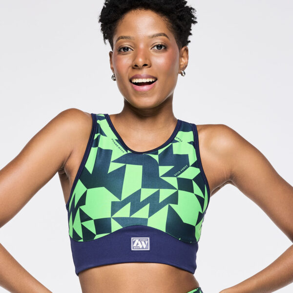 Zumba Out Loud Longline Bra - Navy/Green