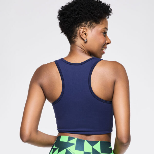 Zumba Out Loud Longline Bra - Navy/Green - Image 2