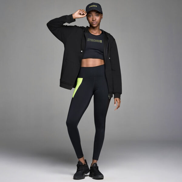 STRONG iD High Waisted Ankle Leggings - Black - Image 5