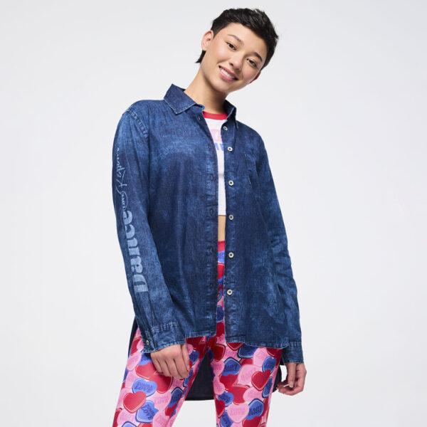 Zumba Love High-Low Button Down