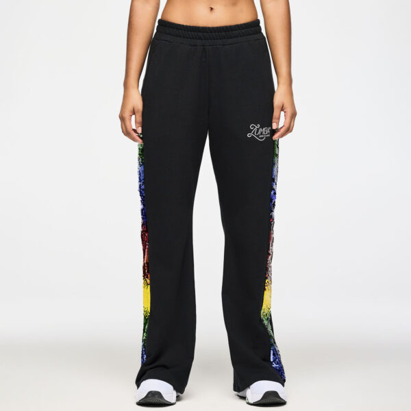 Zumba Wide Leg Sweatpants With Sequin Panels - Image 2
