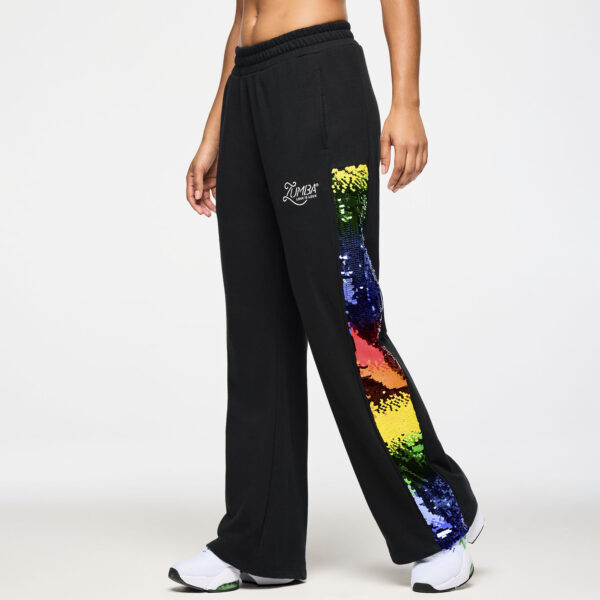 Zumba Wide Leg Sweatpants With Sequin Panels - Image 3