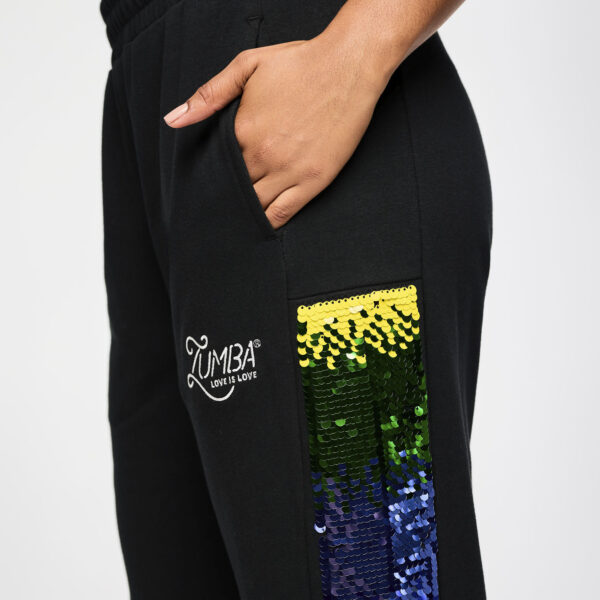 Zumba Wide Leg Sweatpants With Sequin Panels - Image 5