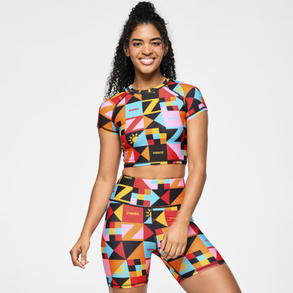 Zumba Rays Cap Sleeve Crop Top