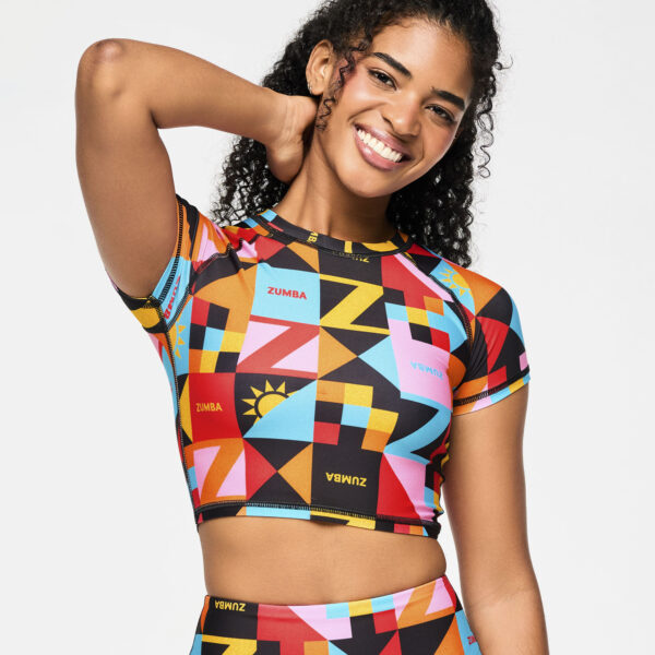 Zumba Rays Cap Sleeve Crop Top - Image 2