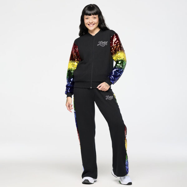 Zumba Bomber Jacket With Sequin Sleeves - Image 2