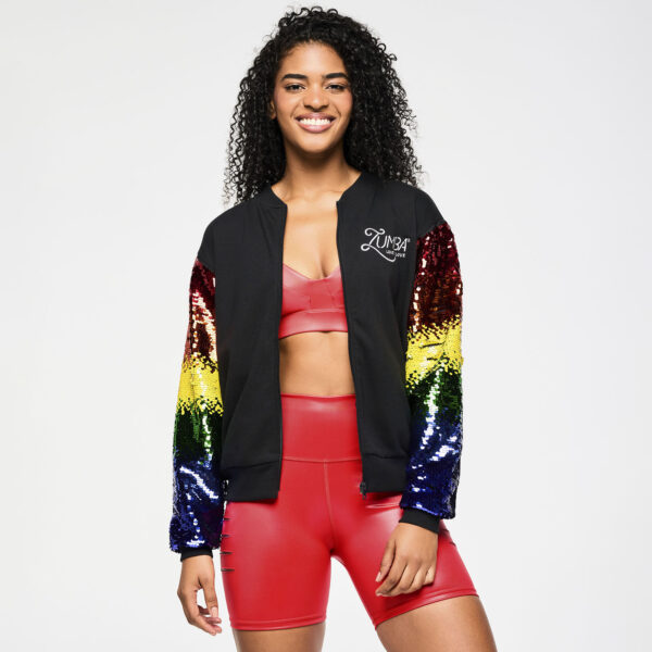 Zumba Bomber Jacket With Sequin Sleeves - Image 4