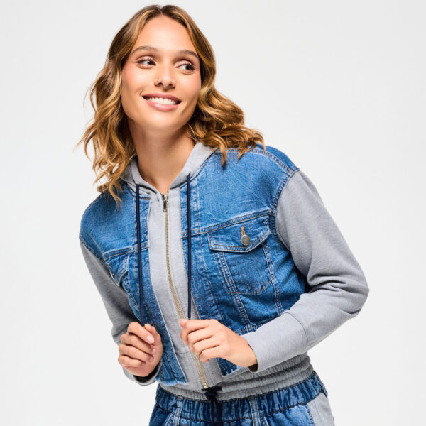 Blue Jean Crop Pullover Hoodie - Image 3