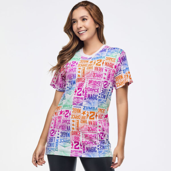 Zumba Libre Crew Neck Tee - White/Pink - Image 4